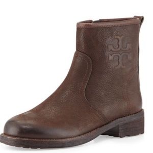 Tory Burch Simone brown distressed ankle boots